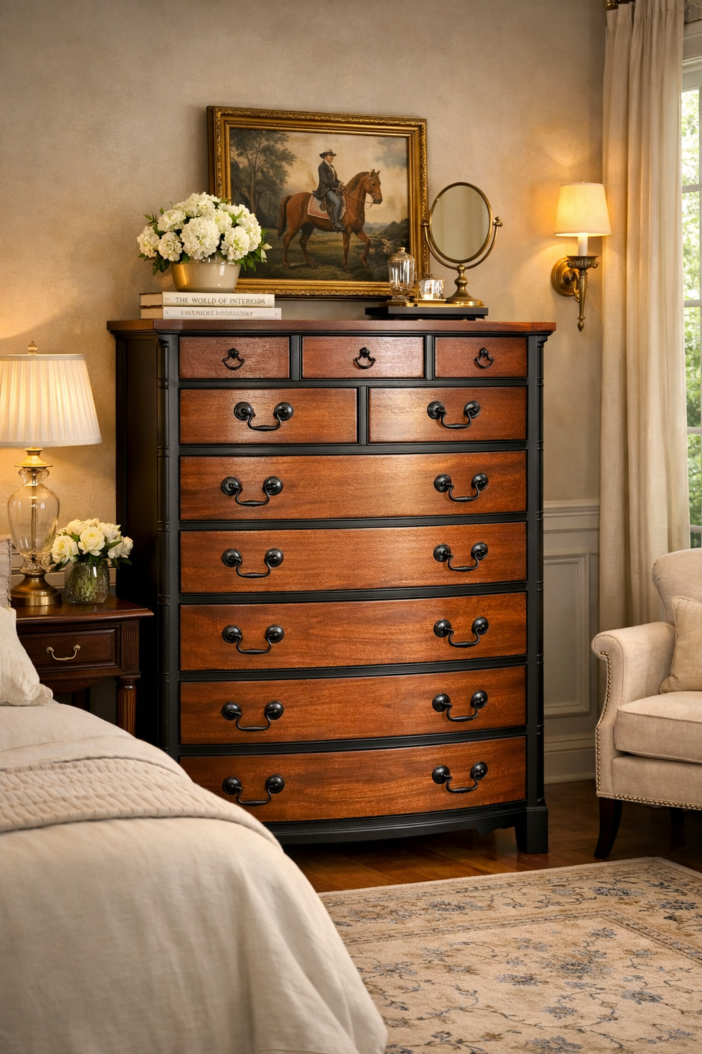 Drexel Federal Serpentine Highboy Chest in Mahogany