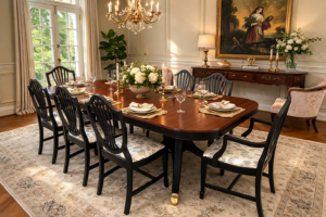 Rare Curated Federal Hepplewhite Dining Suite