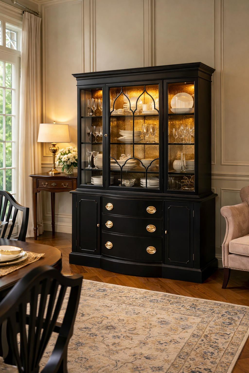 Hepplewhite-style Mahogany China Cabinet